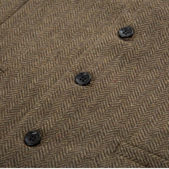 PJ PAUL JONES Men's Herringbone Tweed Suit Vest Casual Wool Blend Waistcoat - Picture 3 of 9